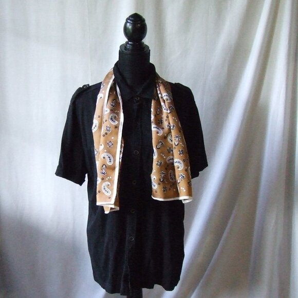 Paisley scarf vintage acetate rectangle long Scarves and Allied Arts brown white - Picture 4 of 11